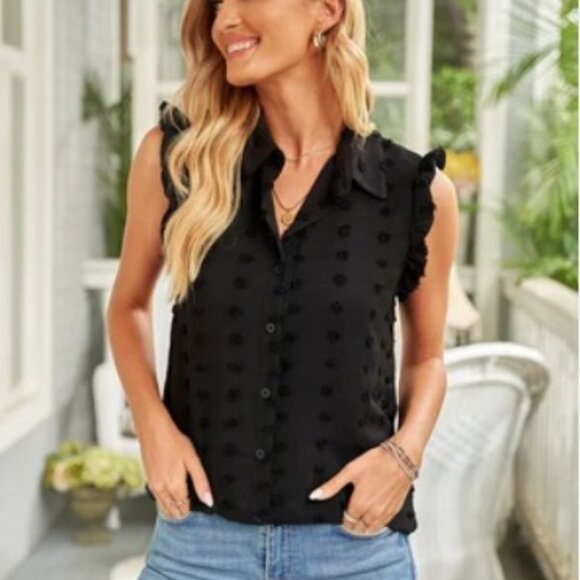 Black Polka Dot Blouse - Picture 1 of 9